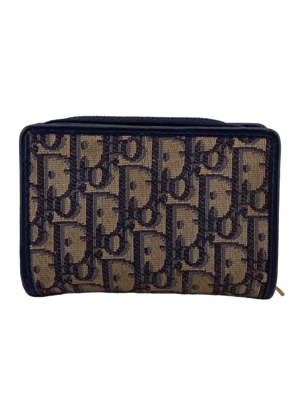 Dior Trotter Bifold Wallet Compact Beige Canvas Leather